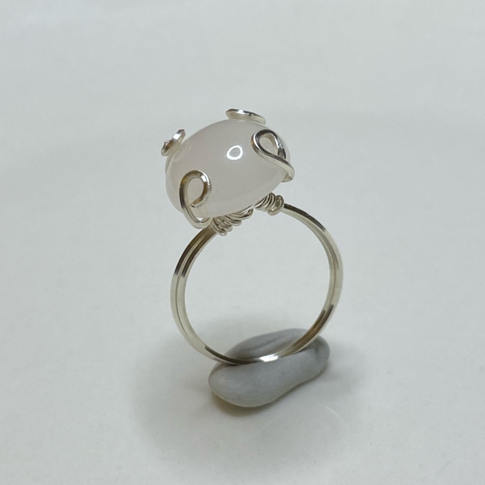 Handmade Sterling Silver Rose Quartz crystal ring